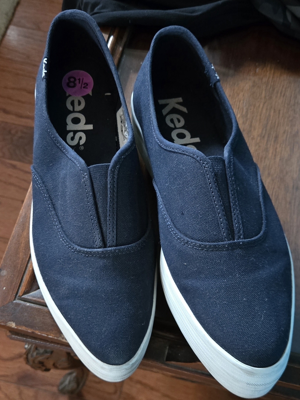 Keds LADIES Slip-On Canvas Loafers in Navy - Platform
